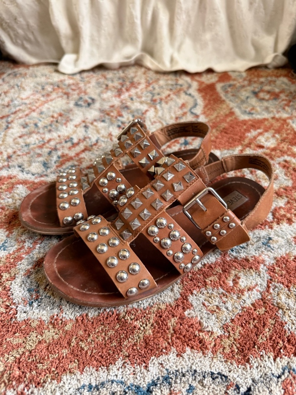 Steve Madden Brown Studded Leather Gladiator Sandals